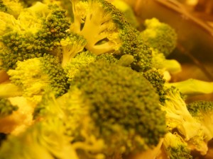 chopped broccoli, larger than a bite size