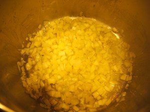 Sautee the onion and garlic