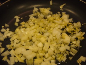 Chopped onions and garlic 