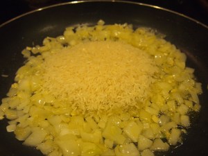 the rice added straight to the skillet