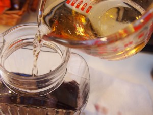 Then add in 3/4 cup of brandy and 3 cups of cold ginger ale