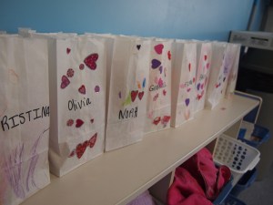 All the Valentine bags at school