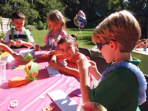 I got soda jerk hats for the kids to decorate with peel n stick foam stickers, pom poms, doilies and decorations.