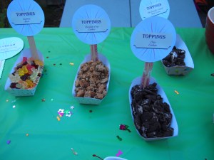 Closer up. The labels on Popsicle sticks.