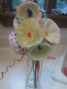 The cupcake liner flowers