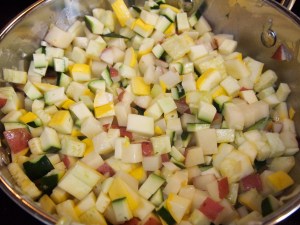 All the vegetables in the pot.
