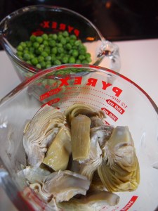 Artichoke hearts and peas