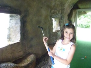 Mini Golf! under a waterfall, it was nice and cool.