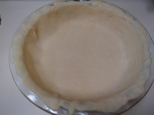 Place rolled out dough over bottom of pie pan.