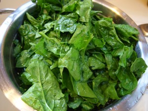 Fresh spinach washed.