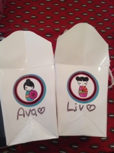 The asian take out containers we used for the pinata goody bags.