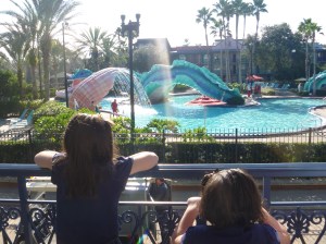 View from the balcony corner of the pool