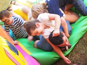 And they tackle uncle Mike!