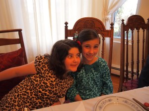 My girls waiting patiently for dinner.