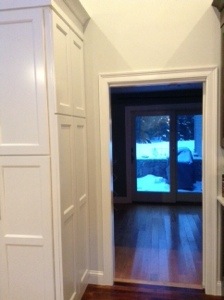 The new sliding door to the back tv room. 