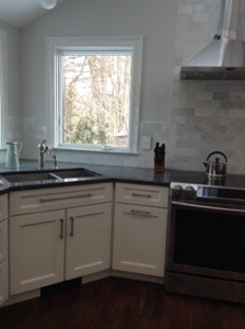 The new double sink below the new larger windows!