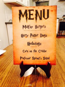 Harry Potter Birthday Menu- BBQ